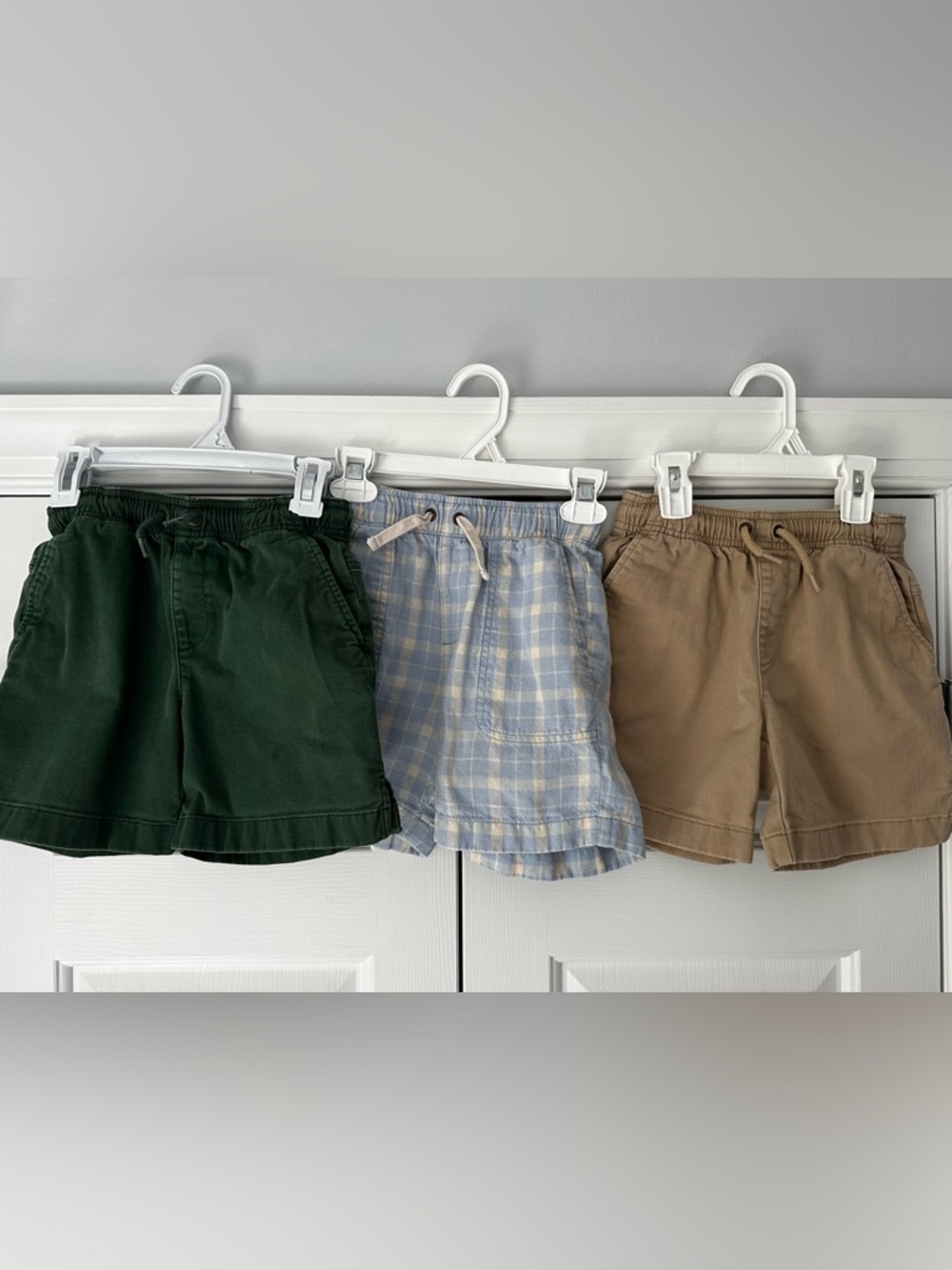 Bundle Set 3 Pairs J.Crew Crewcuts Boys Drawstring Shorts Green Khaki Linen Sz 7